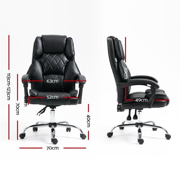 Executive Office Chair Leather Gaming Computer Desk Recliner Black Image 2