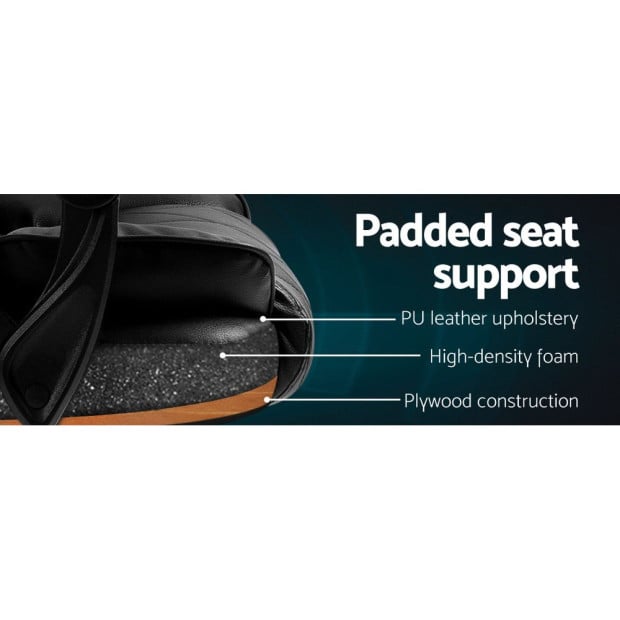 Executive Office Chair Leather Gaming Computer Desk Recliner Black Image 7