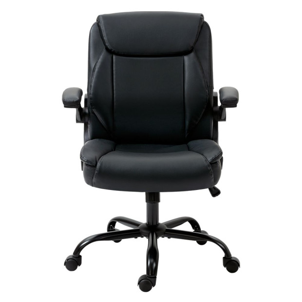 Office Chair Leather Computer Desk Chairs Executive Gaming Study Black Image 3