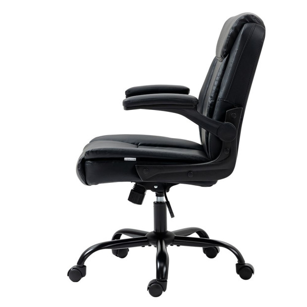 Office Chair Leather Computer Desk Chairs Executive Gaming Study Black Image 4