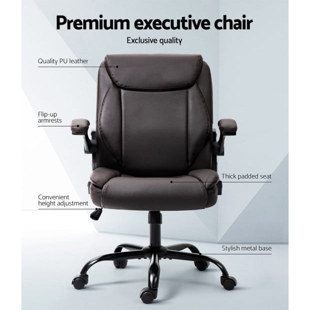 Office Chair Gaming Computer Executive Chairs Leather Swivel Brown Image 5