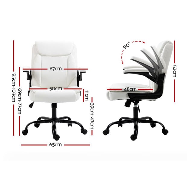 Office Chair Leather Computer Executive Chairs Gaming Study Desk White Image 2