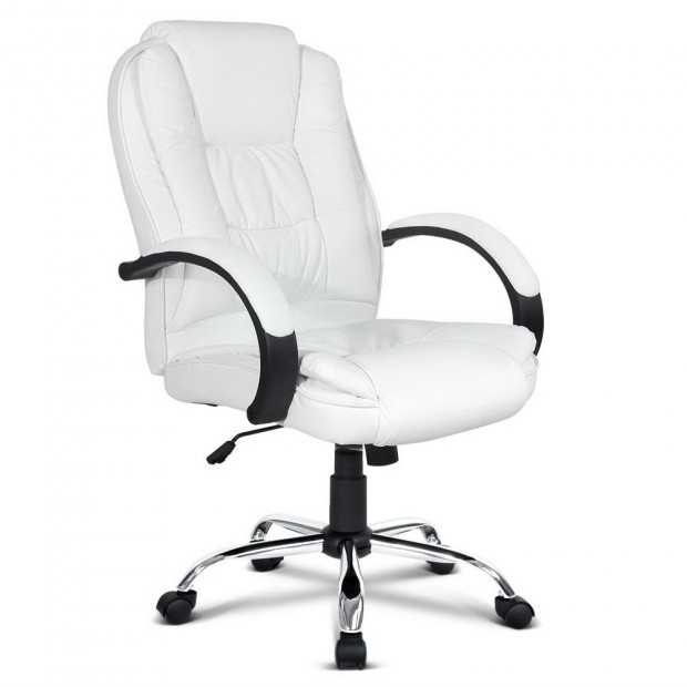 PU Leather Padded Office Desk Computer Chair White 9127