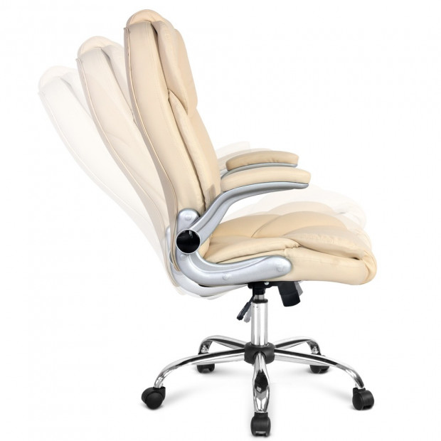 PU Leather Executive Office Desk Chair Beige 9314