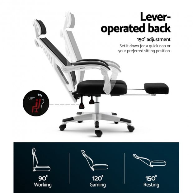 Gaming Office Chair Computer Desk Chair Home Work Recliner White Image 5