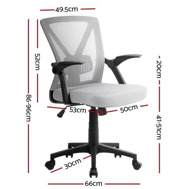 Office Chair Gaming Executive Computer Study Mesh Seat Tilt Grey Image 2