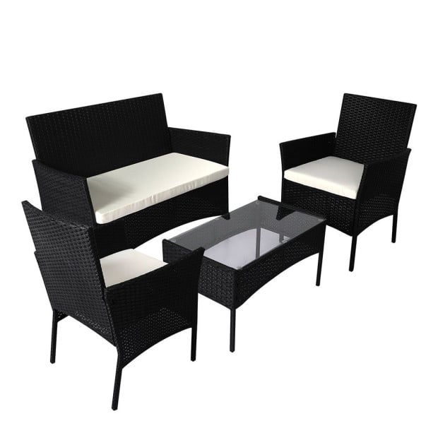 4pc Outdoor Furniture Setting Patio Garden Table Chairs Wicker Seat Image 2