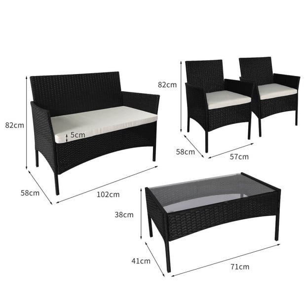 4pc Outdoor Furniture Setting Patio Garden Table Chairs Wicker Seat Image 3