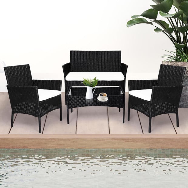 4pc Outdoor Furniture Setting Patio Garden Table Chairs Wicker Seat Image 8