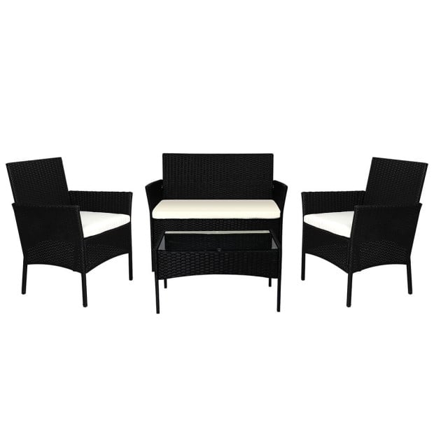 4pc Outdoor Furniture Setting Patio Garden Table Chairs Wicker Seat