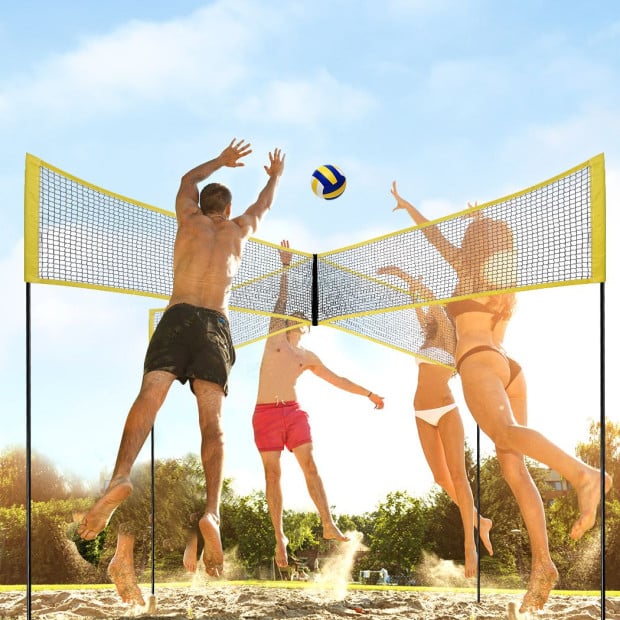 Four Square Volleyball Net Game Set Portable Sports Beach Outdoor Yard Image 7