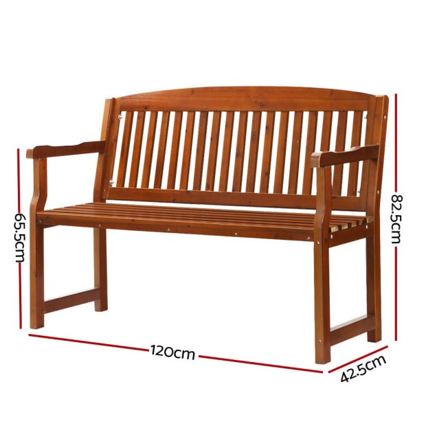 Outdoor Garden Bench Seat Wooden Chair Patio Furniture Timber Lounge Brown Image 2