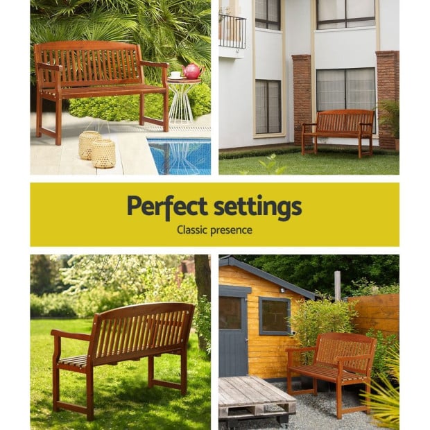 Outdoor Garden Bench Seat Wooden Chair Patio Furniture Timber Lounge Brown Image 7