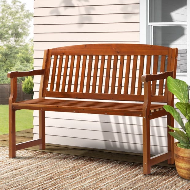 Outdoor Garden Bench Seat Wooden Chair Patio Furniture Timber Lounge Brown Image 8