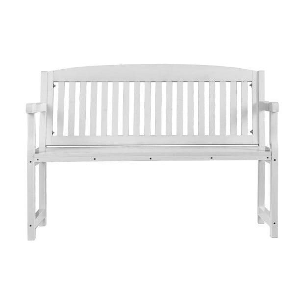 Outdoor Garden Bench Seat Wooden Chair Patio Furniture Timber Lounge White Image 3