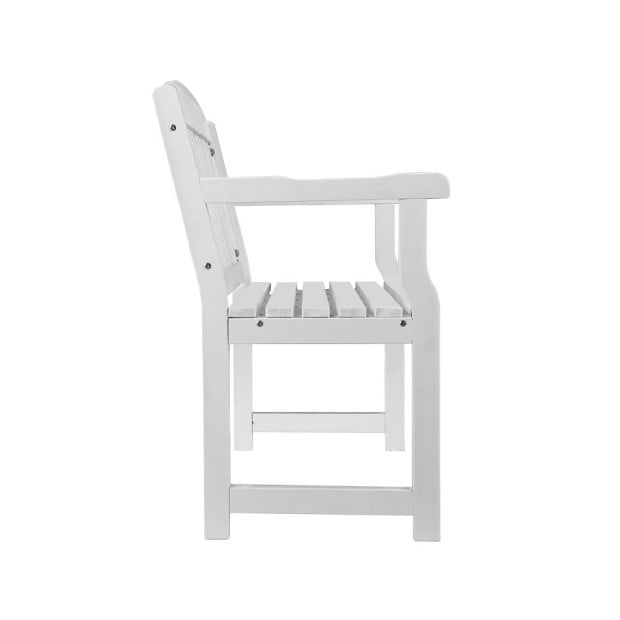 Outdoor Garden Bench Seat Wooden Chair Patio Furniture Timber Lounge White Image 4