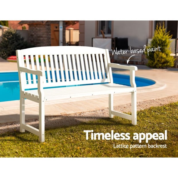 Outdoor Garden Bench Seat Wooden Chair Patio Furniture Timber Lounge White Image 5