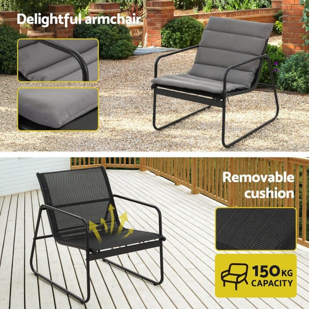 4pcs Outdoor Sofa Set Table And Chairs Cushion Textilene Patio Furniture Image 4