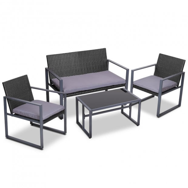 4PC Outdoor Furnitture Patio Table Chair Black