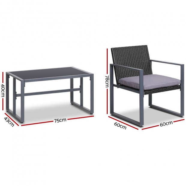 4PC Outdoor Furnitture Patio Table Chair Black Image 2