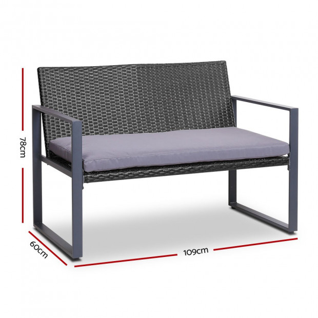 4PC Outdoor Furnitture Patio Table Chair Black Image 3