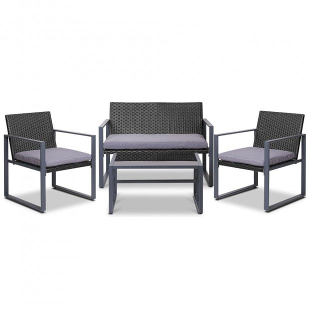 4PC Outdoor Furnitture Patio Table Chair Black Image 4