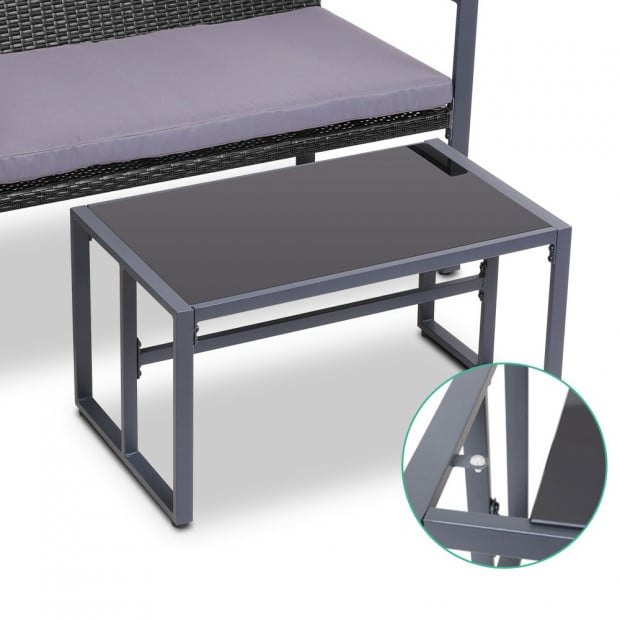 4PC Outdoor Furnitture Patio Table Chair Black Image 6