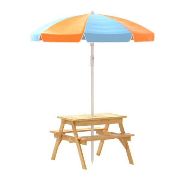 Kids Outdoor Table And Chairs Umbrella Water Sand Pit Box