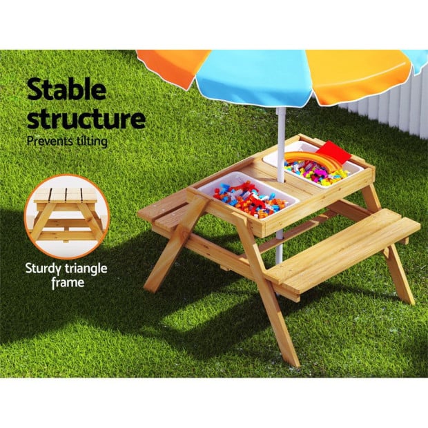 Kids Outdoor Table And Chairs Umbrella Water Sand Pit Box Image 5