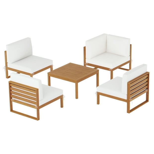 4-seater Outdoor Sofa Set Wooden Lounge Setting 5pcs Image 3