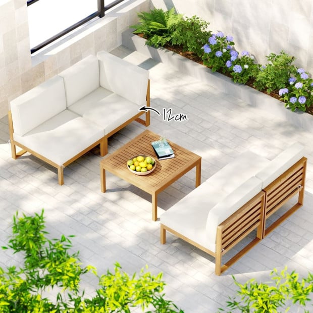 4-seater Outdoor Sofa Set Wooden Lounge Setting 5pcs Image 4