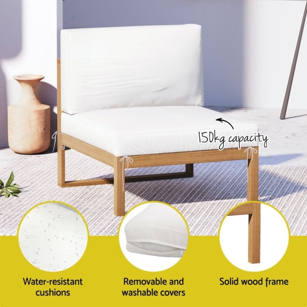 4-seater Outdoor Sofa Set Wooden Lounge Setting 5pcs Image 5