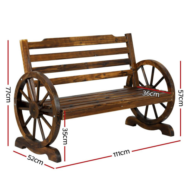 Wooden Garden Bench Seat Outdoor Furniture Wagon Chair Patio Lounge Image 2