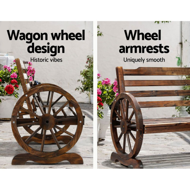 Wooden Garden Bench Seat Outdoor Furniture Wagon Chair Patio Lounge Image 6