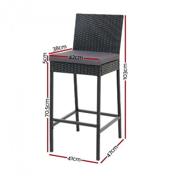 Outdoor Bar Stools Dining Chairs Rattan Furniture X4 Image 2