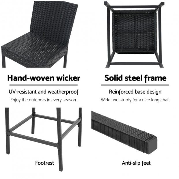 Outdoor Bar Stools Dining Chairs Rattan Furniture X4 Image 4