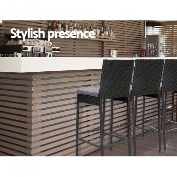 Outdoor Bar Stools Dining Chairs Rattan Furniture X4 Image 6