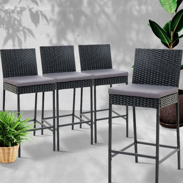 Outdoor Bar Stools Dining Chairs Rattan Furniture X4 Image 7