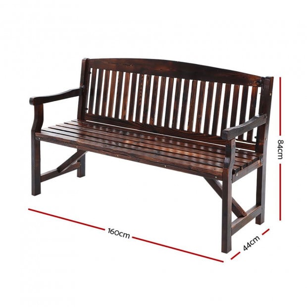Wooden Garden Bench Chair Outdoor Furniture Décor Patio Deck 3 Seater Image 2