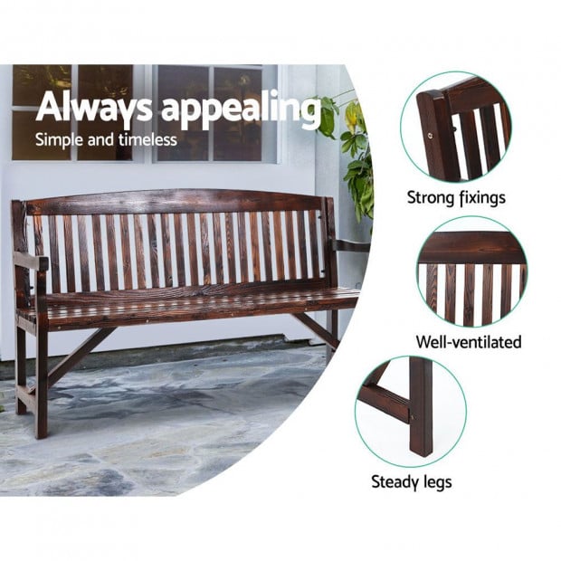 Wooden Garden Bench Chair Outdoor Furniture Décor Patio Deck 3 Seater Image 4