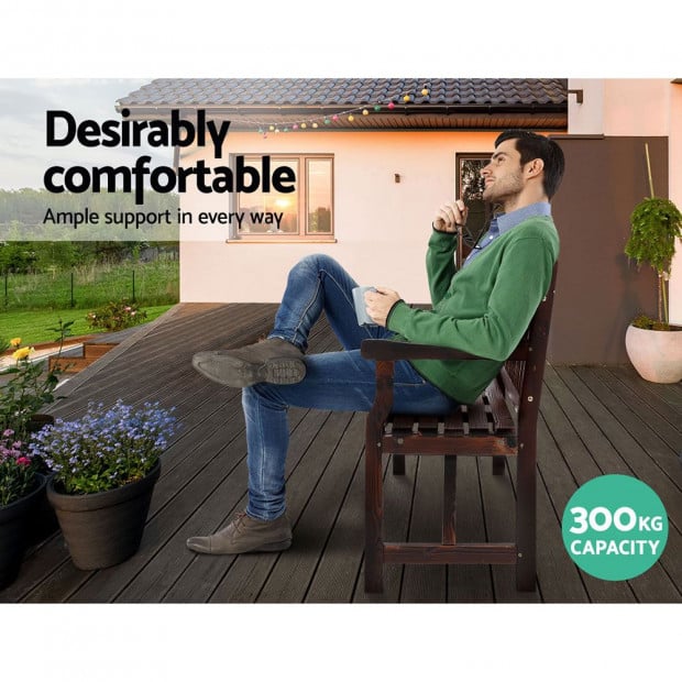Wooden Garden Bench Chair Outdoor Furniture Décor Patio Deck 3 Seater Image 6