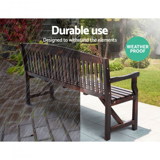 Wooden Garden Bench Chair Outdoor Furniture Décor Patio Deck 3 Seater Image 7
