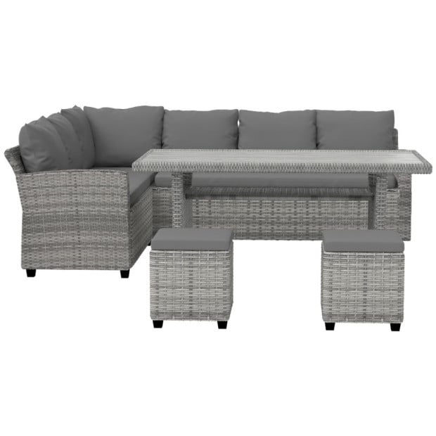 8 Seater Outdoor Dining Set Furniture Lounge Sofa Set Wicker Ottoman Image 3