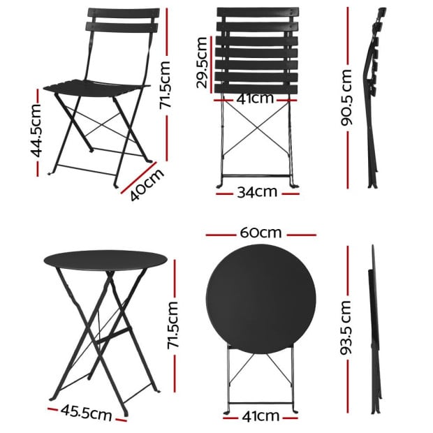 Outdoor Setting Table And Chairs Folding Patio Furniture Bistro Set Image 2