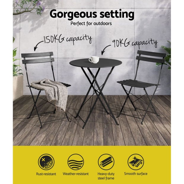 Outdoor Setting Table And Chairs Folding Patio Furniture Bistro Set Image 5