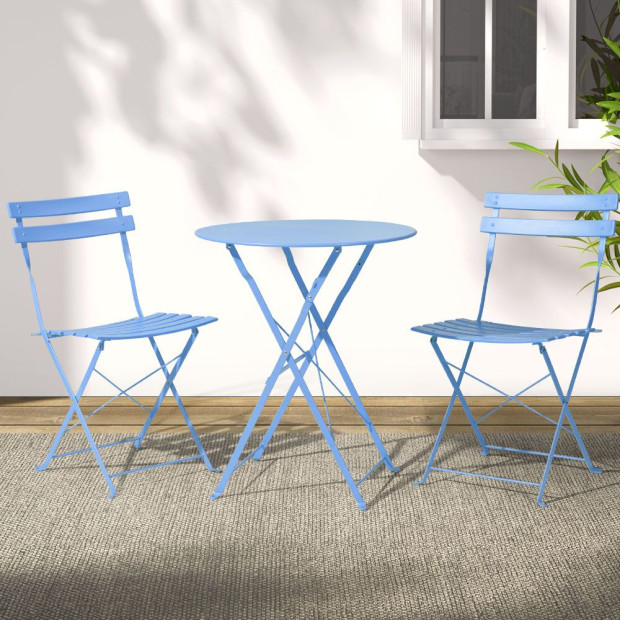 Outdoor Setting Table And Chairs Folding Set Patio Furniture Blue