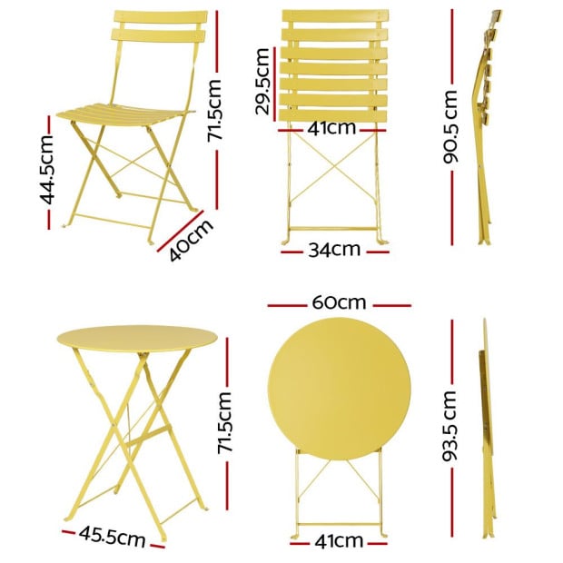Outdoor Setting Bistro Set Table And Chairs Folding Patio Furniture Image 2