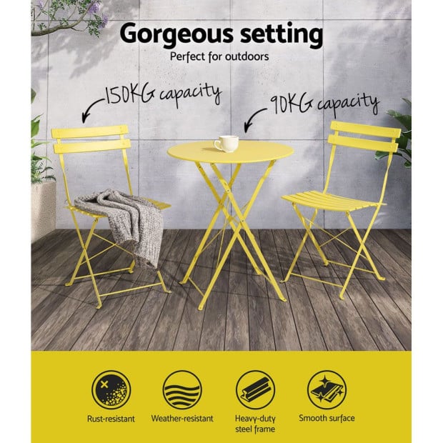 Outdoor Setting Bistro Set Table And Chairs Folding Patio Furniture Image 5