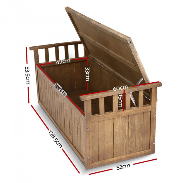 Outdoor Storage Box Wooden Garden Bench 128.5cm Toy Sheds XL