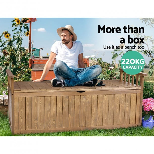 Outdoor Storage Box Wooden Garden Bench 128.5cm Toy Sheds XL Image 5